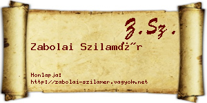 Zabolai Szilamér névjegykártya